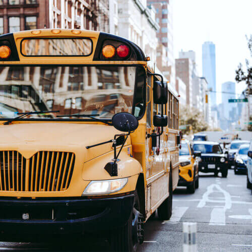 School bus on a New York City street